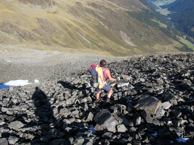 Gudrun zwischen Vorgipfel des Oberstkogels und Zischgeles (27. Sep.)