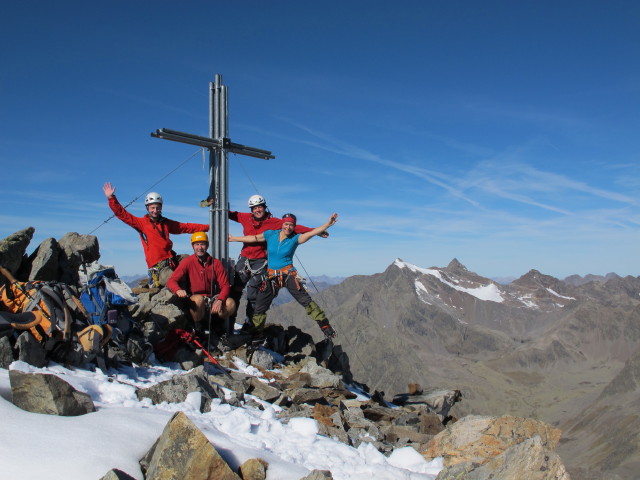 Christoph, ich, Gudrun und Anna am Längentaler Weißer Kogel, 3.217 m (28. Sep.)