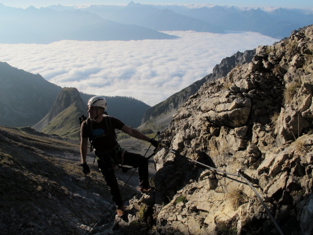 Jubiläums-Klettersteig: David im Einstieg (4. Okt.)