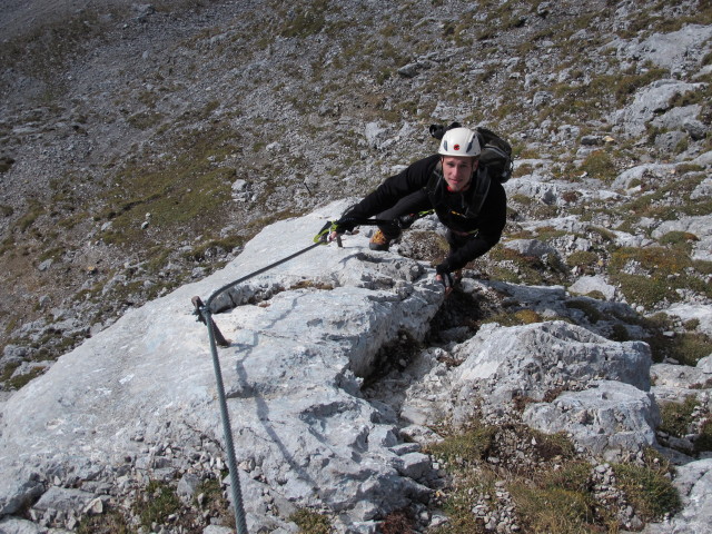 Übungsklettersteig Guttenberghaus: David im zweiten Teil (4. Okt.)