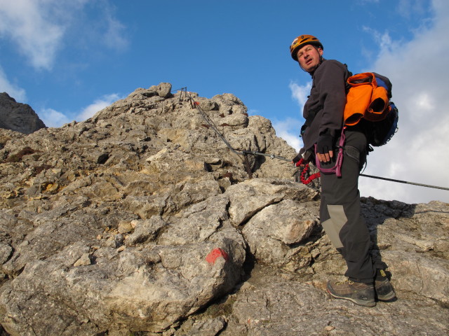 Ramsauer Klettersteig: Erich zwischen Gruberscharte und Hoher Rams (5. Okt.)