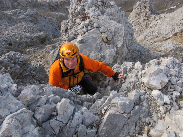 Ramsauer Klettersteig: Erich zwischen Scheichenspitze und Schmiedstock (5. Okt.)