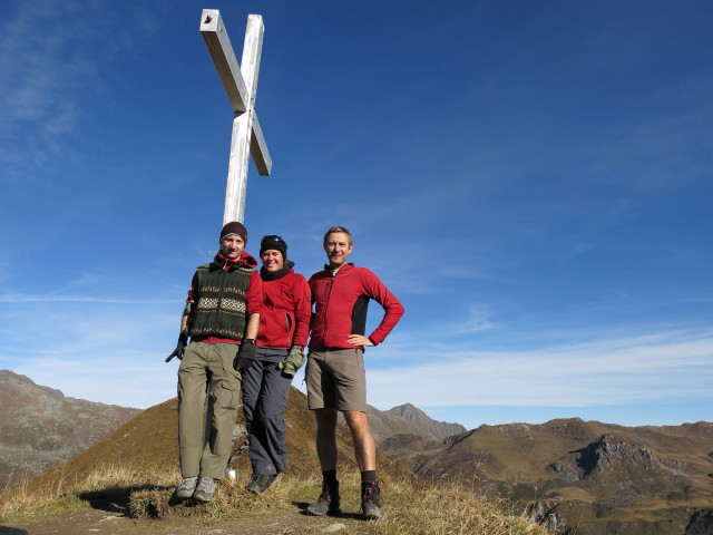 Christoph, Gudrun und ich zwischen St&ouml;cklalm und Naviser Kreuzj&ouml;chl (18. Okt.)
