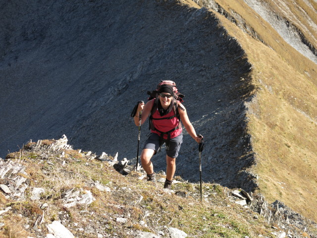 Gudrun zwischen Gsch&uuml;tzspitzsattel und Gamskarspitze (19. Okt.)