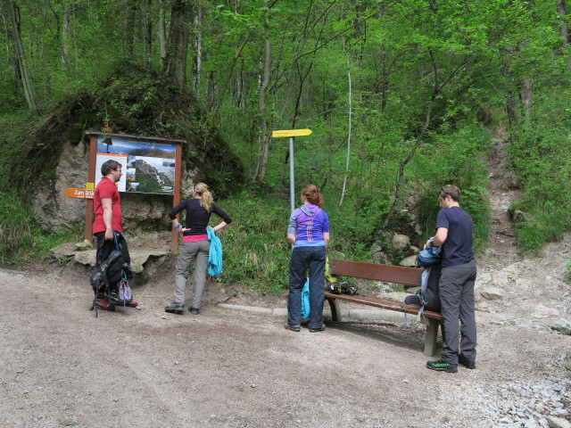 Grünstein-Klettersteig: Stefan, Sabrina, Romana und Christian am Anseilplatz