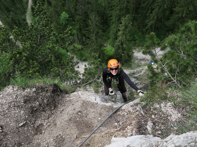 Grünstein-Klettersteig: Sabrina im Klammerwandl in der Variante 'Hotelroute'