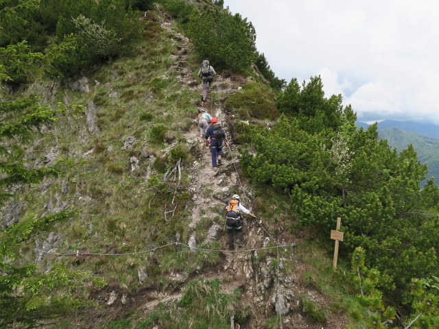 Grünstein-Klettersteig: Abzweigung zur Variante 'Gipfelwand'