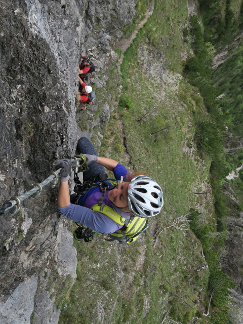 Grünstein-Klettersteig: Stefan und Romana in der Variante 'Gipfelwand'