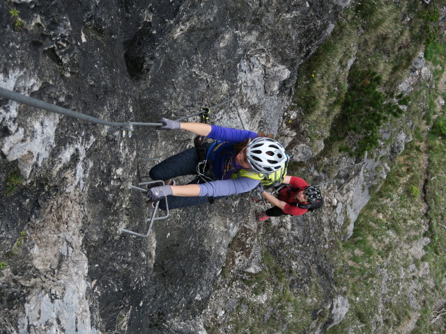 Grünstein-Klettersteig: Romana und Stefan in der Variante 'Gipfelwand'