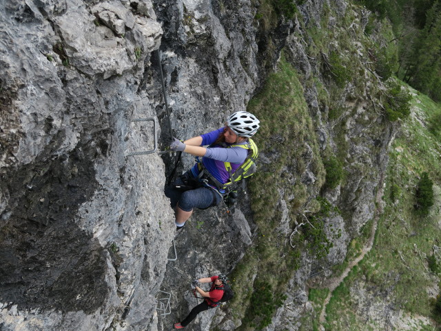 Grünstein-Klettersteig: Romana und Stefan in der Variante 'Gipfelwand'