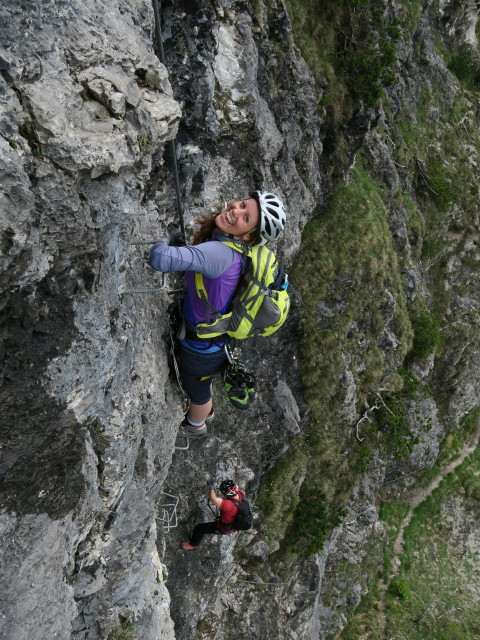 Grünstein-Klettersteig: Romana und Stefan in der Variante 'Gipfelwand'