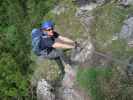 Grünstein-Klettersteig: Christian in der Variante 'Räuberleiter'