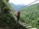 Grünstein-Klettersteig: Stefan auf der Heisei-Hängebrücke in der Variante 'Hotelroute'