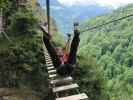 Grünstein-Klettersteig: Stefan auf der Heisei-Hängebrücke in der Variante 'Hotelroute'