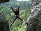 Grünstein-Klettersteig: Sabrina im Fotoloch