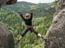 Grünstein-Klettersteig: Sabrina im Fotoloch