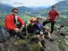 Grünstein-Klettersteig: Christian, Sabrina, Romana und Stefan zwischen Anderlnische und Laxerbankerl