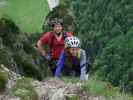 Grünstein-Klettersteig: Stefan und Romana zwischen Anderlnische und Laxerbankerl