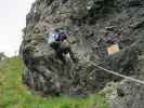 Grünstein-Klettersteig: Christian in der Variante 'Gipfelwand'