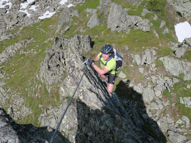 Hirschkarspitze-Klettersteig: schwierige Einstiegsvariante (6. Juni)