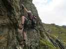 Hirschkarspitze-Klettersteig: Thomas in der schwierigen Einstiegsvariante (6. Juni)