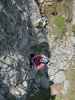 Hirschkarspitze-Klettersteig: Florian in der schwierigen Einstiegsvariante (6. Juni)