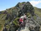 Hirschkarspitze-Klettersteig: Florian und Thomas bei der Vereinigung der Einstiegsvarianten (6. Juni)