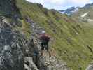 Hirschkarspitze-Klettersteig: Thomas auf der ersten Seilbrücke (6. Juni)