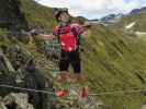 Hirschkarspitze-Klettersteig: Florian auf der ersten Seilbrücke (6. Juni)