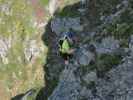 Hirschkarspitze-Klettersteig: schwierige Variante am zweiten Turm (6. Juni)