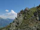 Hirschkarspitze-Klettersteig: Stephanie am Ausstiegsgrat (6. Juni)