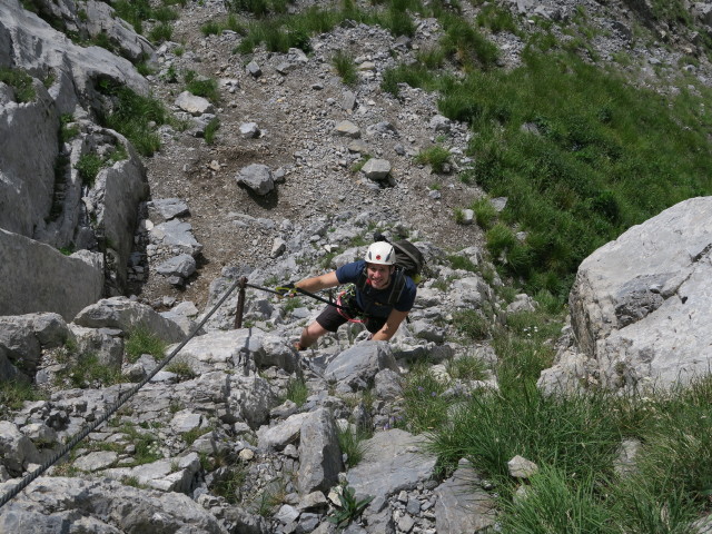 Via Ferrata Senza Confini: David im Einstieg