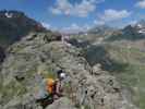 Schleinitz-Klettersteig: Irmgard, Bernadette und Erich am Mittleren Sattelkopf, 2.697 m