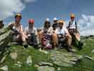 Schleinitz-Klettersteig: Erich, Werner, Irmgard, Bernadette, ich und Sonja in der Trelebitschscharte, 2.663 m