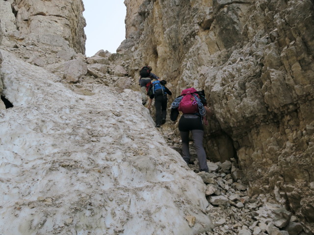 Helmut, Werner und Susanne zwischen Rifugio Auronzo und Westliche Zinne-Normalweg