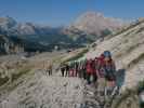 Josef, Irene, Bernadette, Evelyn, Ulrike, Bernadette, Dominika, Werner, Susanne und Helmut zwischen Rifugio Auronzo und Westliche Zinne-Normalweg