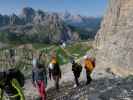 Ulrike, Evelyn, Bernadette, Irene und Josef zwischen Rifugio Auronzo und Westliche Zinne-Normalweg