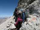 Westliche Zinne-Normalweg: Irene, Susanne, Bernadette und Evelyn am Ringband