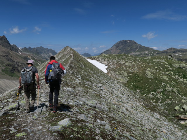 Christian und Gabriel zwischen Ochsentaler Gletscher und Grüner Kuppe (14. Juli)