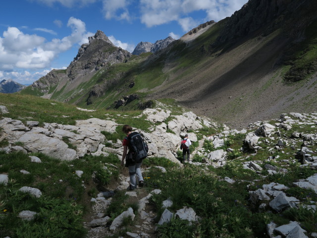 Carmen und Erich am Liechtensteiner Höhenweg zwischen Bettlerjoch und Hochjoch (22. Aug.)