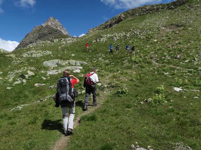 Carmen und Erich am Liechtensteiner Höhenweg zwischen Bettlerjoch und Hochjoch (22. Aug.)