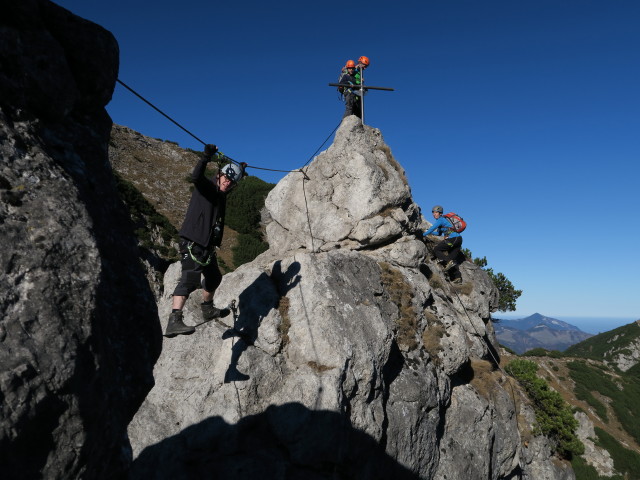 Hundskopf-Klettersteig: Erich auf der Seilbrücke (31. Okt.)