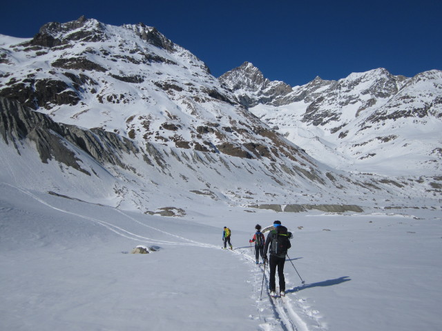 Wolfgang, Anabel und Rudolf am Zmuttgletscher (19. M&auml;rz)