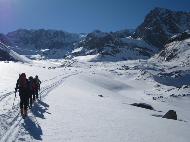 Herbert, Anabel, Rudolf und Wolfgang am Zmuttgletscher (19. M&auml;rz)