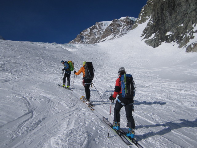 Wolfgang, Rudolf und Anabel am Tiefmattengletscher (20. M&auml;rz)