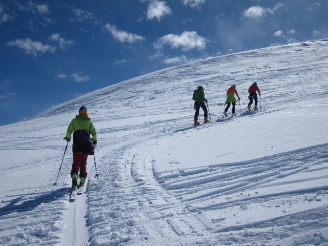 Birgit, Herbert, Rudolf und Erich zwischen Col de la Tete Blanche und Tete Blanche (20. M&auml;rz)