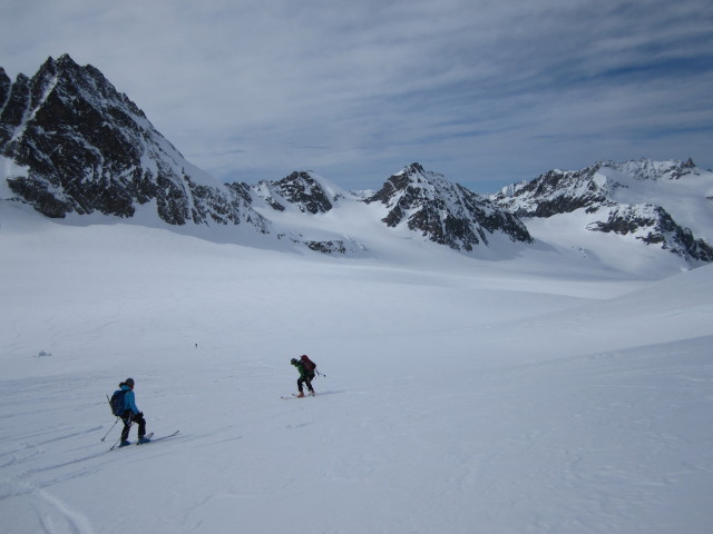Anabel, Wolfgang und Herbert am Glacier du Mont Min&eacute; (20. M&auml;rz)
