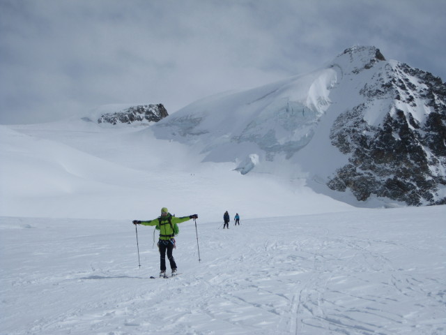 Rudolf, Wolfgang und Anabel am Glacier du Mont Miné (20. März)