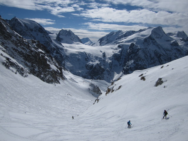 Wolfgang, Anabel und Herbert am Glacier de Bertol (20. M&auml;rz)