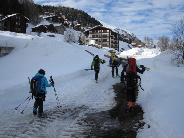 Anabel, Rudolf, Wolfgang und Herbert in Arolla (20. M&auml;rz)